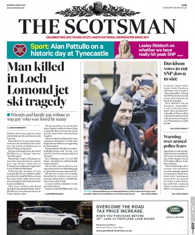The Scotsman Newspaper Front Page (UK) for 8 May 2017