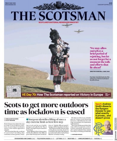 The Scotsman Newspaper Front Page (UK) for 8 May 2020