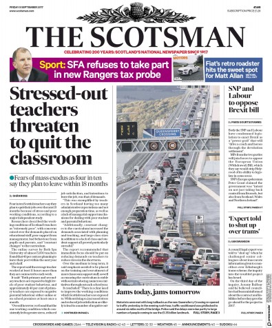 The Scotsman Newspaper Front Page (UK) for 8 September 2017