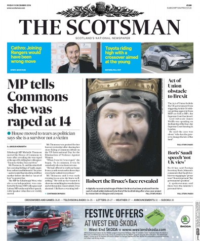 The Scotsman Newspaper Front Page (UK) for 9 December 2016