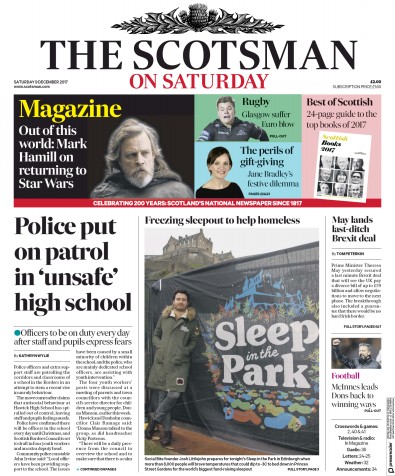 The Scotsman Newspaper Front Page (UK) for 9 December 2017