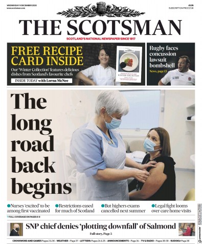 The Scotsman Newspaper Front Page (UK) for 9 December 2020
