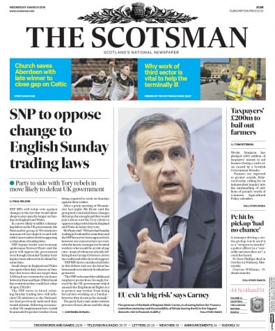 The Scotsman Newspaper Front Page (UK) for 9 March 2016