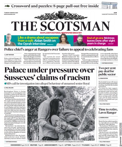 The Scotsman Newspaper Front Page (UK) for 9 March 2021