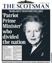 The Scotsman (UK) Newspaper Front Page for 9 April 2013