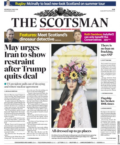 The Scotsman Newspaper Front Page (UK) for 9 May 2018