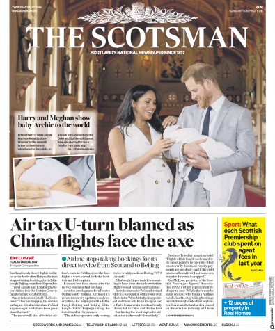 The Scotsman Newspaper Front Page (UK) for 9 May 2019