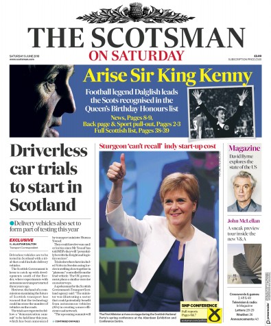 The Scotsman Newspaper Front Page (UK) for 9 June 2018
