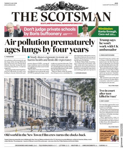 The Scotsman Newspaper Front Page (UK) for 9 July 2019