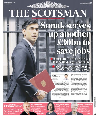 The Scotsman Newspaper Front Page (UK) for 9 July 2020