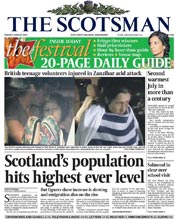 The Scotsman (UK) Newspaper Front Page for 9 August 2013