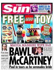 The Sun (UK) Newspaper Front Page for 10 October 2011