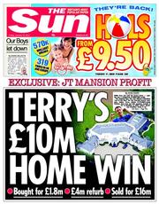 The Sun (UK) Newspaper Front Page for 10 January 2014