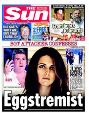 The Sun (UK) Newspaper Front Page for 10 June 2013