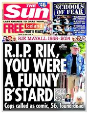 The Sun (UK) Newspaper Front Page for 10 June 2014