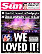 The Sun (UK) Newspaper Front Page for 10 September 2012