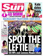 The Sun (UK) Newspaper Front Page for 11 April 2013