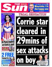 The Sun (UK) Newspaper Front Page for 11 June 2013