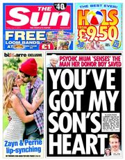 The Sun (UK) Newspaper Front Page for 11 July 2014