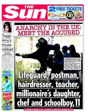 The Sun (UK) Newspaper Front Page for 11 August 2011