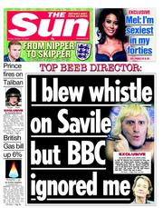 The Sun (UK) Newspaper Front Page for 12 October 2012