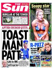 The Sun (UK) Newspaper Front Page for 12 November 2012