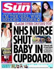 The Sun (UK) Newspaper Front Page for 12 November 2013
