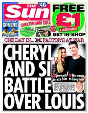 The Sun (UK) Newspaper Front Page for 12 March 2014