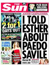 The Sun (UK) Newspaper Front Page for 13 October 2012
