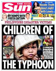 The Sun (UK) Newspaper Front Page for 13 November 2013