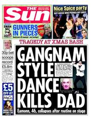 The Sun (UK) Newspaper Front Page for 13 December 2012