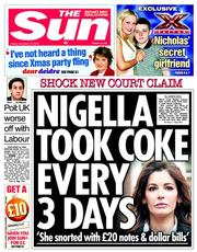 The Sun (UK) Newspaper Front Page for 13 December 2013