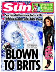 The Sun (UK) Newspaper Front Page for 13 February 2014
