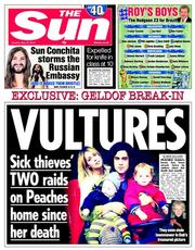 The Sun (UK) Newspaper Front Page for 13 May 2014