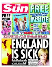 The Sun (UK) Newspaper Front Page for 13 August 2011