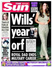The Sun (UK) Newspaper Front Page for 13 September 2013