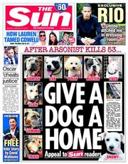 The Sun (UK) Newspaper Front Page for 13 September 2014