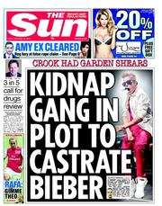 The Sun (UK) Newspaper Front Page for 14 December 2012