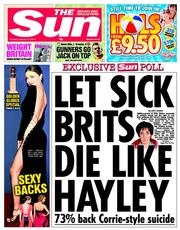 The Sun (UK) Newspaper Front Page for 14 January 2014