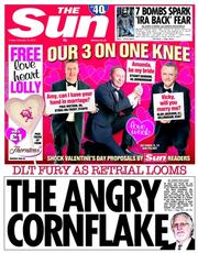 The Sun (UK) Newspaper Front Page for 14 February 2014