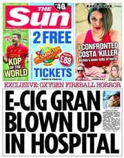 The Sun (UK) Newspaper Front Page for 14 April 2014