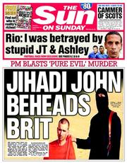 The Sun (UK) Newspaper Front Page for 14 September 2014