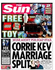 The Sun (UK) Newspaper Front Page for 15 October 2011