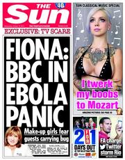 The Sun (UK) Newspaper Front Page for 15 October 2014