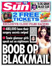 The Sun (UK) Newspaper Front Page for 15 April 2014