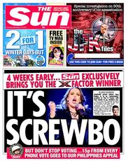 The Sun (UK) Newspaper Front Page for 16 November 2013