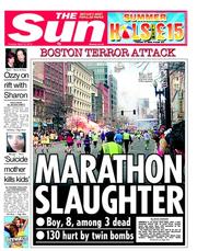 The Sun (UK) Newspaper Front Page for 16 April 2013