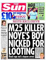 The Sun (UK) Newspaper Front Page for 16 August 2011
