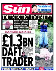 The Sun (UK) Newspaper Front Page for 16 September 2011