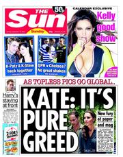 The Sun (UK) Newspaper Front Page for 16 September 2012